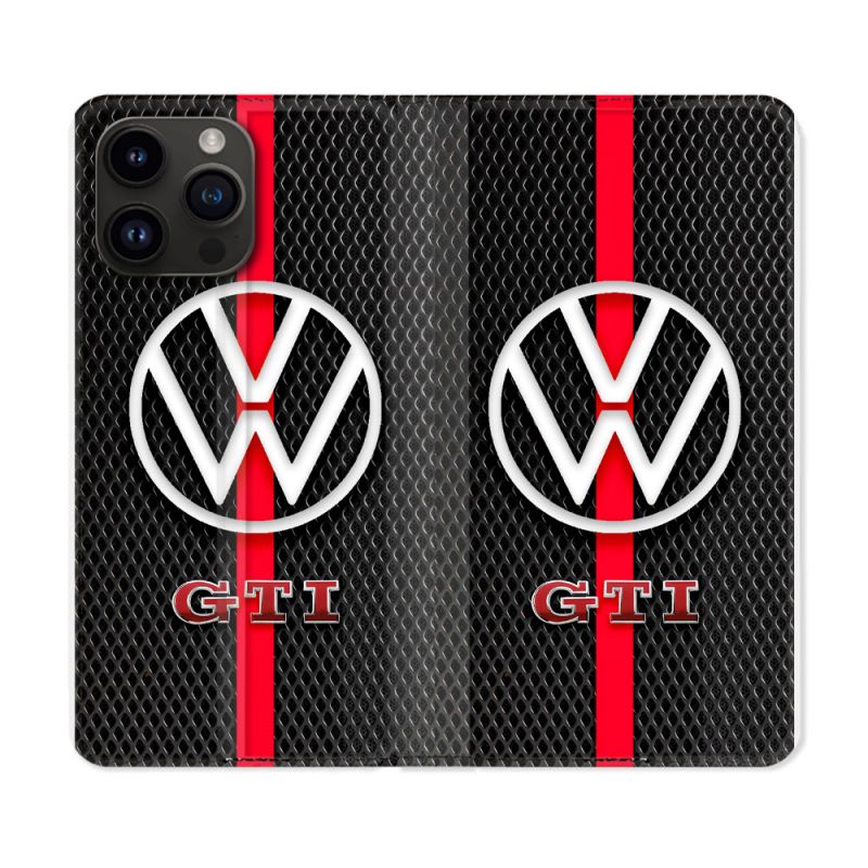 Housse Cuir Portefeuille Pour Iphone 15 Pro (6.1) Volkwagen Line