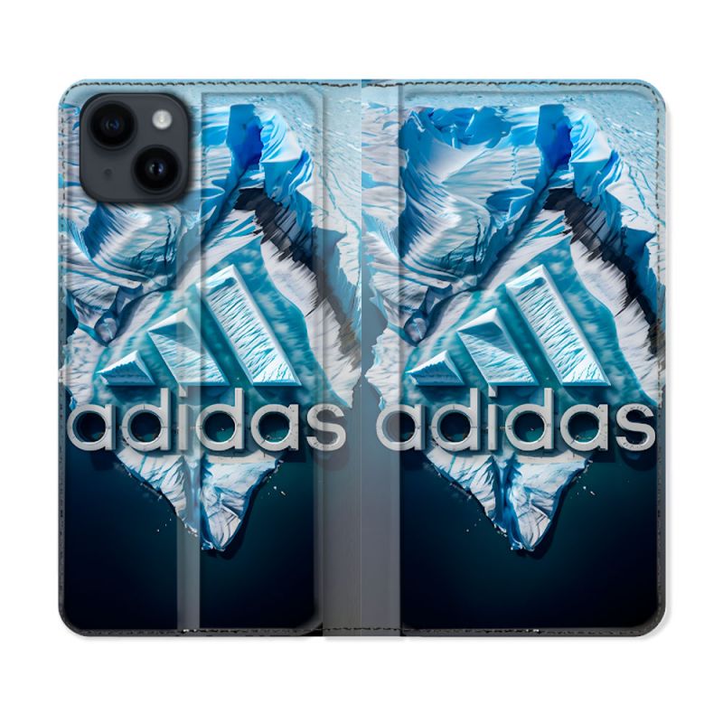 Housse Cuir Portefeuille Pour Iphone 15 Plus (6.7) Adidas Iceberg