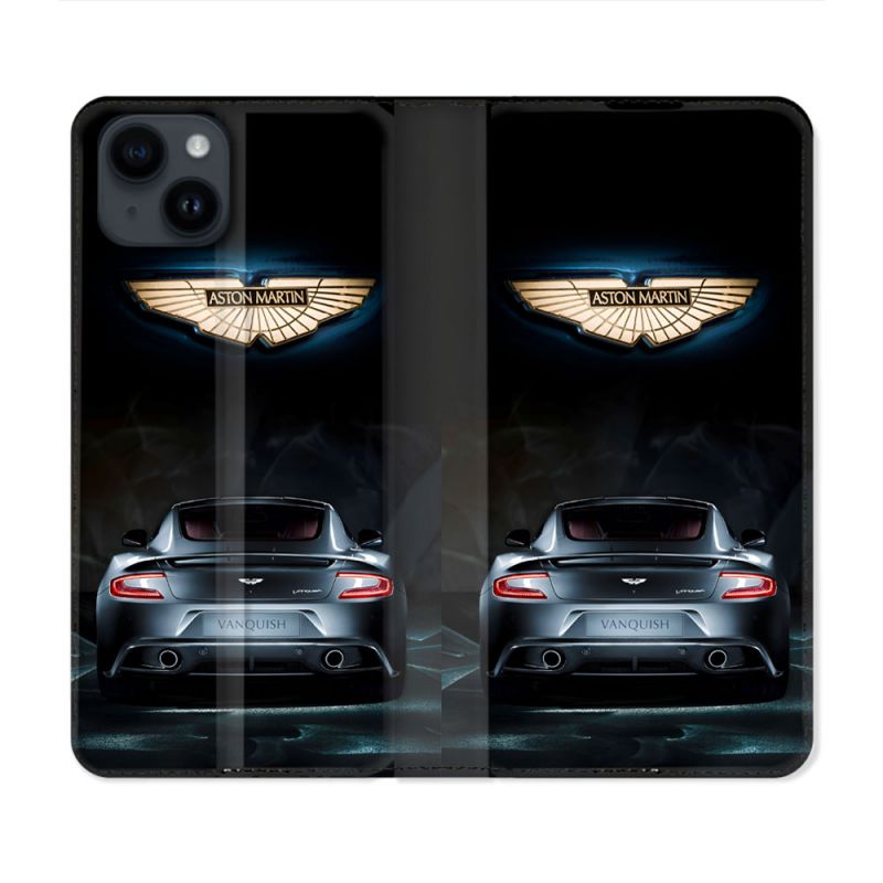 Housse Cuir Portefeuille Pour Iphone 15 Plus (6.7) Aston Martin