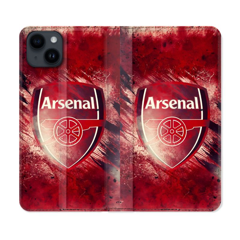 Housse Cuir Portefeuille Pour Iphone 15 Plus (6.7) Foot Arsenal