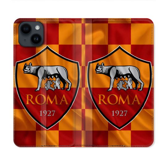 Housse Cuir Portefeuille Pour Iphone 15 Plus (6.7) Foot As Roma