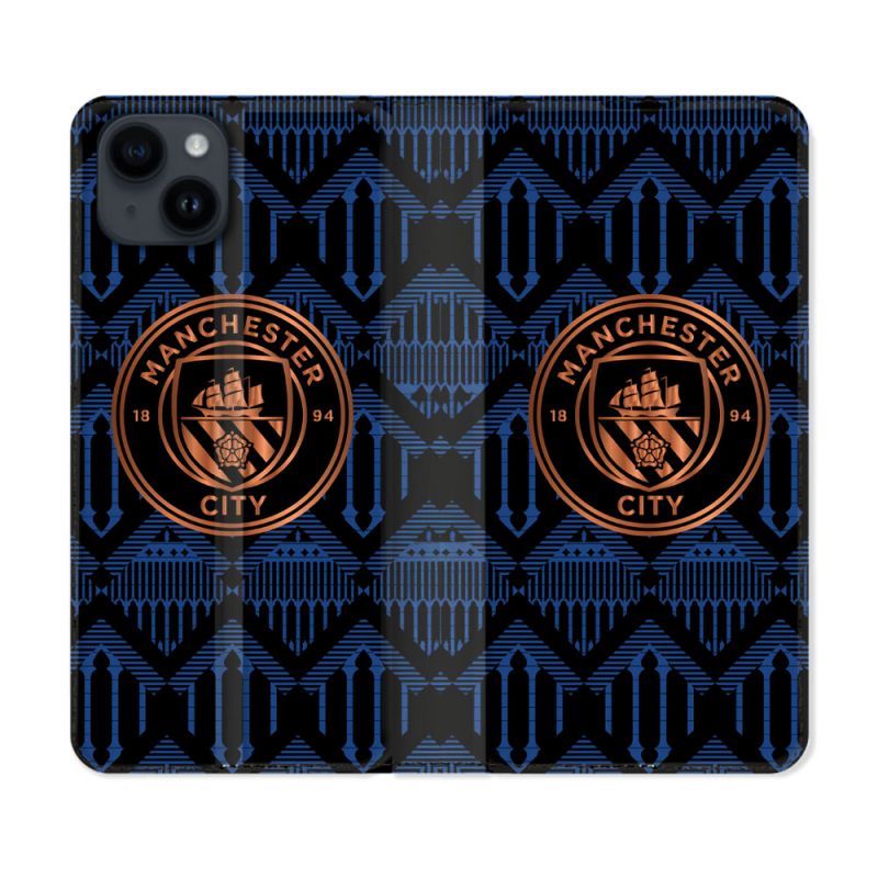 Housse Cuir Portefeuille Pour Iphone 15 Plus (6.7) Foot Manchester City