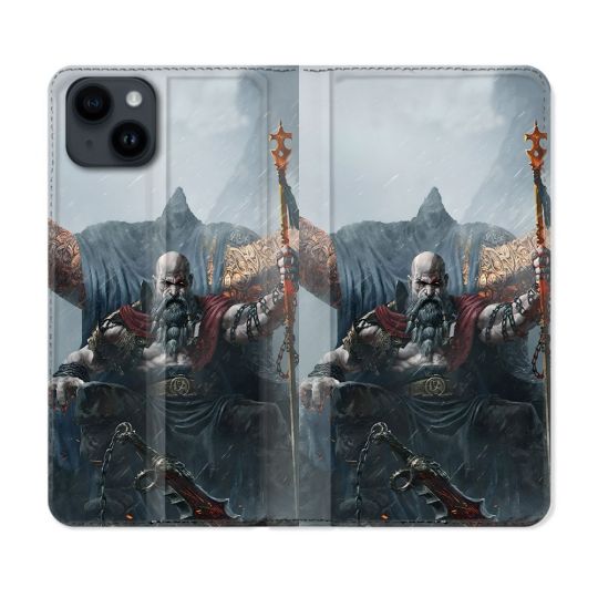 Housse Cuir Portefeuille Pour Iphone 15 Plus (6.7) Gof Of War