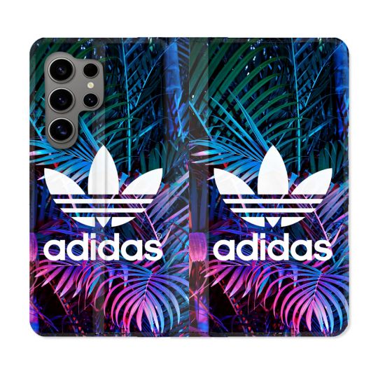 Housse Cuir Portefeuille Pour Samsung Galaxy S24 Ultra Adidas Palmier