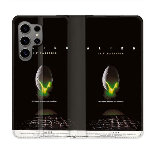 Housse Cuir Portefeuille Pour Samsung Galaxy S24 Ultra Alien Affiche