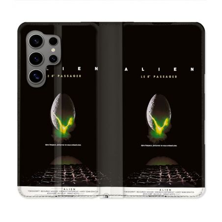Housse Cuir Portefeuille Pour Samsung Galaxy S24 Ultra Alien Affiche