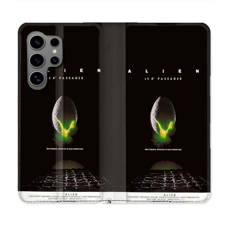 Housse Cuir Portefeuille Pour Samsung Galaxy S24 Ultra Alien Affiche