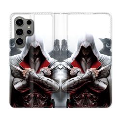 Housse Cuir Portefeuille Pour Samsung Galaxy S24 Ultra Assassin Creed Mask