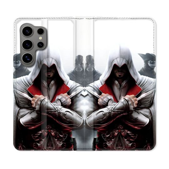 Housse Cuir Portefeuille Pour Samsung Galaxy S24 Ultra Assassin Creed Mask