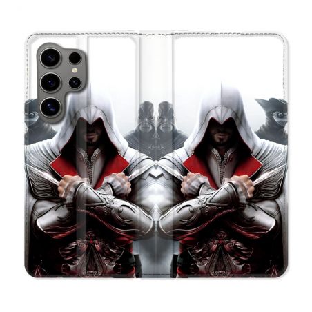 Housse Cuir Portefeuille Pour Samsung Galaxy S24 Ultra Assassin Creed Mask