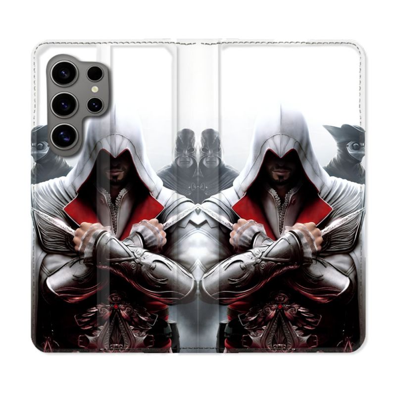 Housse Cuir Portefeuille Pour Samsung Galaxy S24 Ultra Assassin Creed Mask