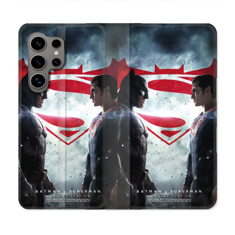 Housse Cuir Portefeuille Pour Samsung Galaxy S24 Ultra Batman VS Superman