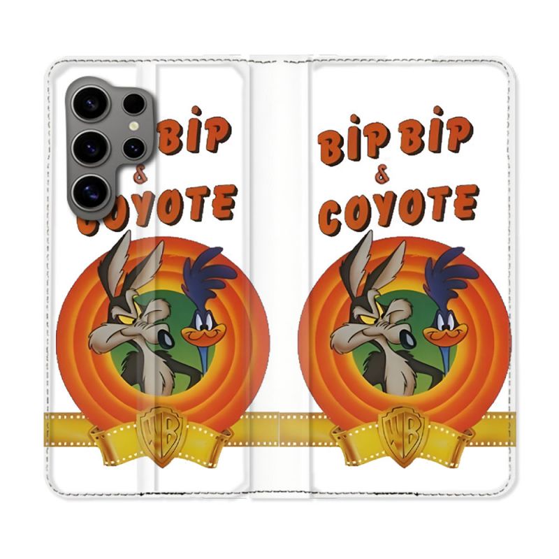 Housse Cuir Portefeuille Pour Samsung Galaxy S24 Ultra Bip Bip Coyote