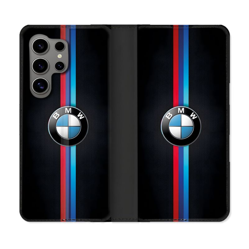 Housse Cuir Portefeuille Pour Samsung Galaxy S24 Ultra BMW Logo