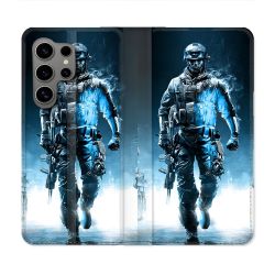 Housse Cuir Portefeuille Pour Samsung Galaxy S24 Ultra Call Of Duty Guerrier