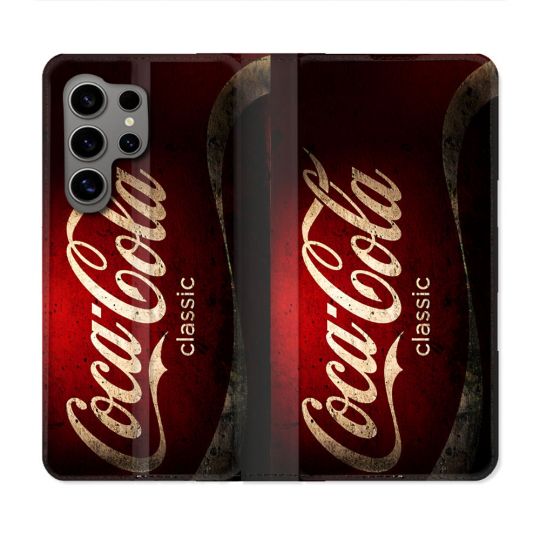 Housse Cuir Portefeuille Pour Samsung Galaxy S24 Ultra Coca Cola Classique