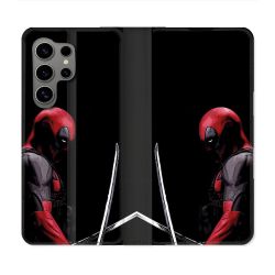 Housse Cuir Portefeuille Pour Samsung Galaxy S24 Ultra Deadpool Epee