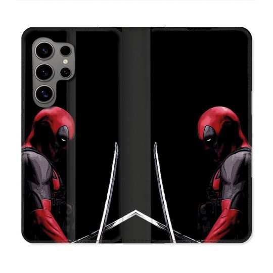 Housse Cuir Portefeuille Pour Samsung Galaxy S24 Ultra Deadpool Epee