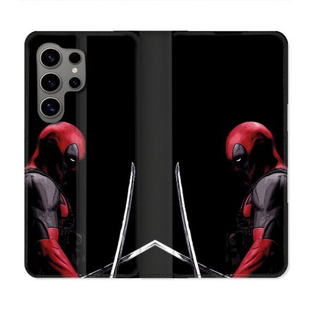 Housse Cuir Portefeuille Pour Samsung Galaxy S24 Ultra Deadpool Epee