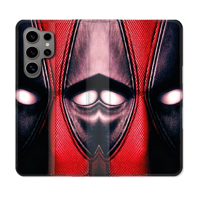 Housse Cuir Portefeuille Pour Samsung Galaxy S24 Ultra Deadpool Yeux