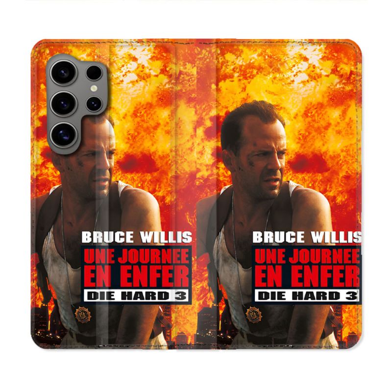 Housse Cuir Portefeuille Pour Samsung Galaxy S24 Ultra Die Hard Affiche