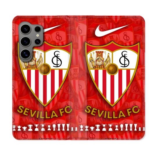 Housse Cuir Portefeuille Pour Samsung Galaxy S24 Ultra Foot FC Sevilla