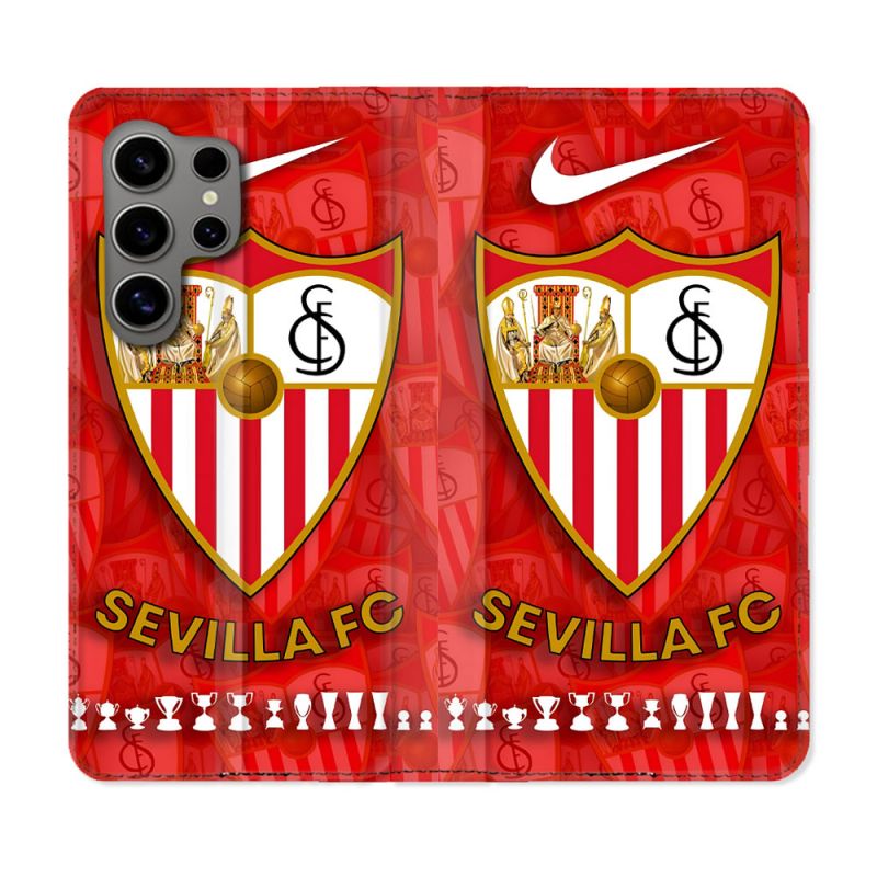 Housse Cuir Portefeuille Pour Samsung Galaxy S24 Ultra Foot FC Sevilla