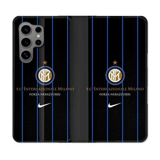 Housse Cuir Portefeuille Pour Samsung Galaxy S24 Ultra Foot Inter Milan