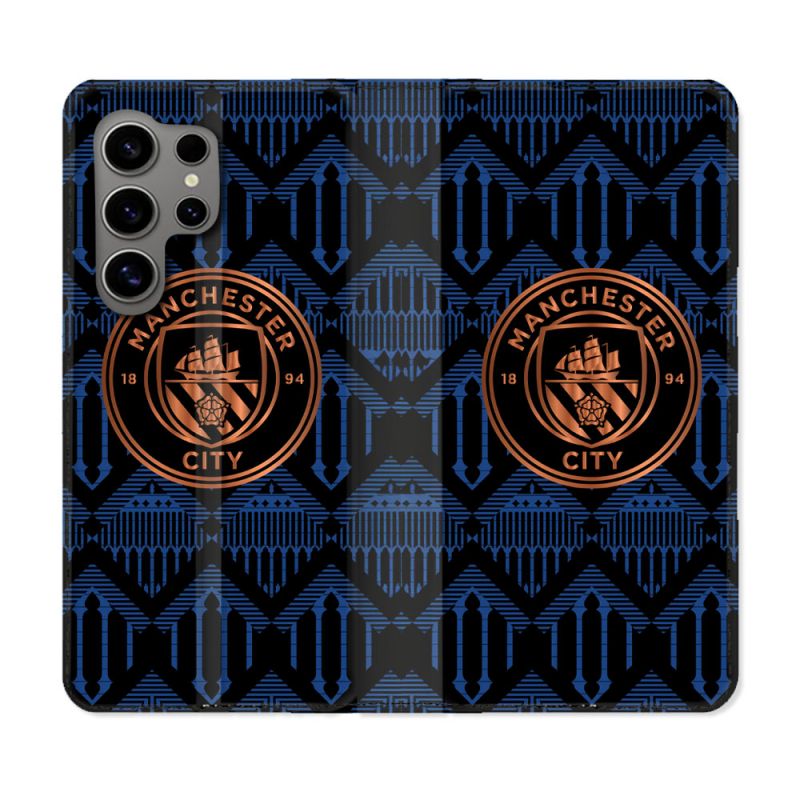 Housse Cuir Portefeuille Pour Samsung Galaxy S24 Ultra Foot Manchester City