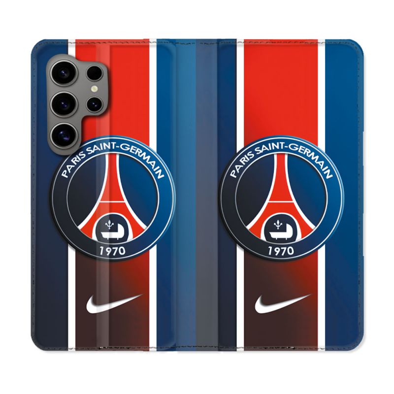 Housse Cuir Portefeuille Pour Samsung Galaxy S24 Ultra Foot PSG 1970