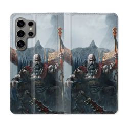 Housse Cuir Portefeuille Pour Samsung Galaxy S24 Ultra Gof Of War