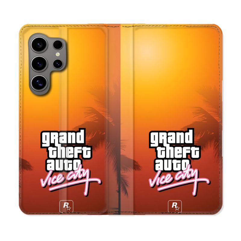 Housse Cuir Portefeuille Pour Samsung Galaxy S24 Ultra GTA Vice City