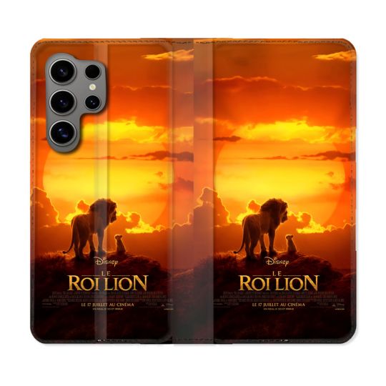 Housse Cuir Portefeuille Pour Samsung Galaxy S24 Ultra Le Roi Lion Affiche