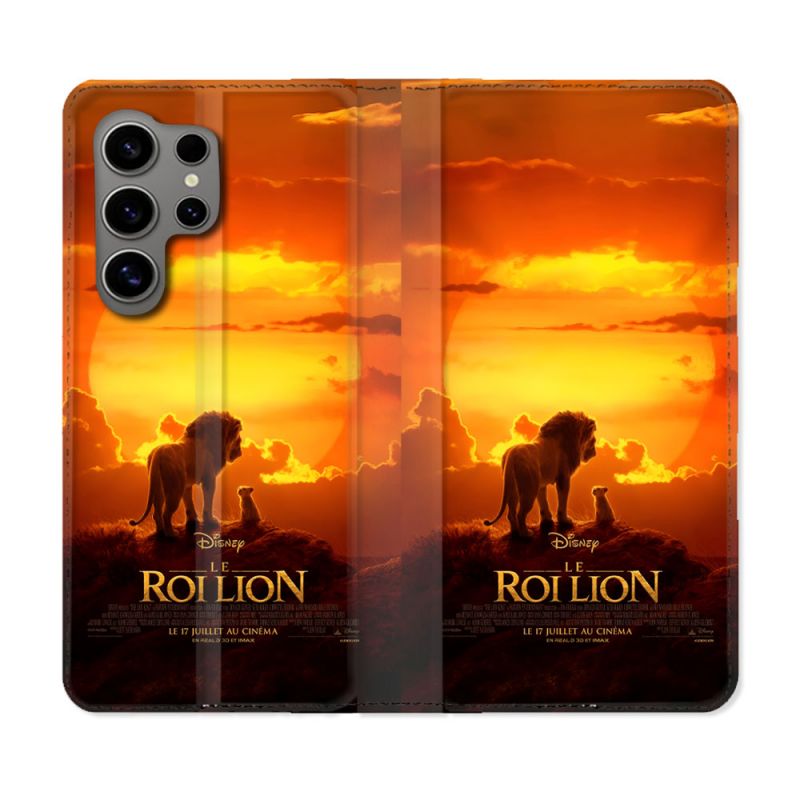 Housse Cuir Portefeuille Pour Samsung Galaxy S24 Ultra Le Roi Lion Affiche