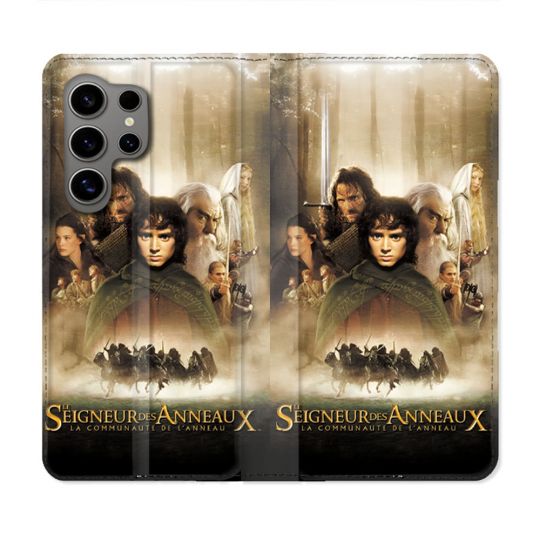 Housse Cuir Portefeuille Pour Samsung Galaxy S24 Ultra Le seigneur Des Anneaux Affiche