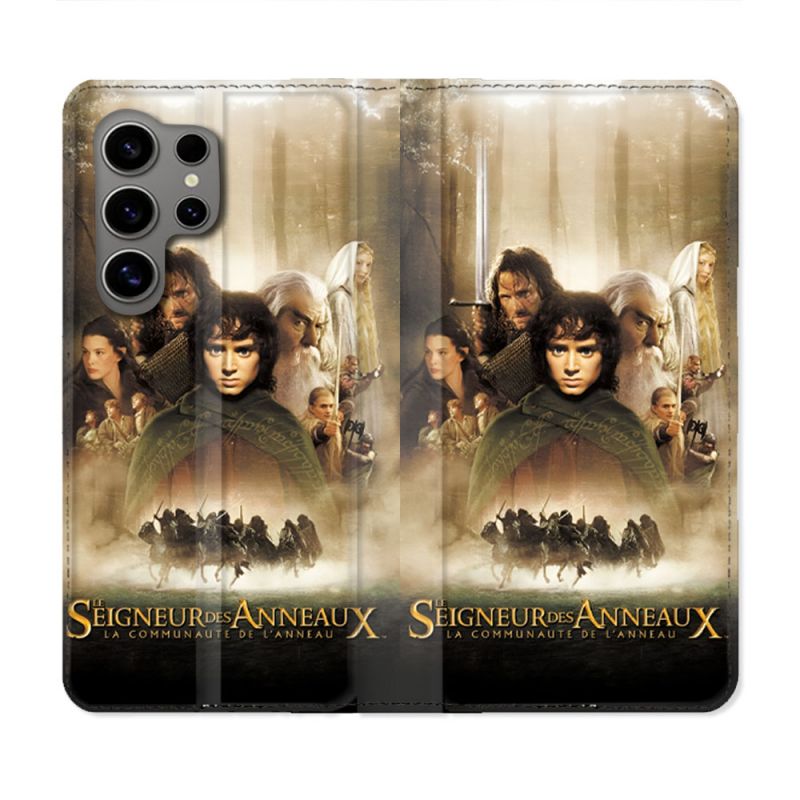 Housse Cuir Portefeuille Pour Samsung Galaxy S24 Ultra Le seigneur Des Anneaux Affiche