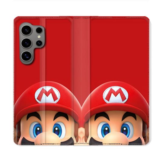 Housse Cuir Portefeuille Pour Samsung Galaxy S24 Ultra Mario Rouge
