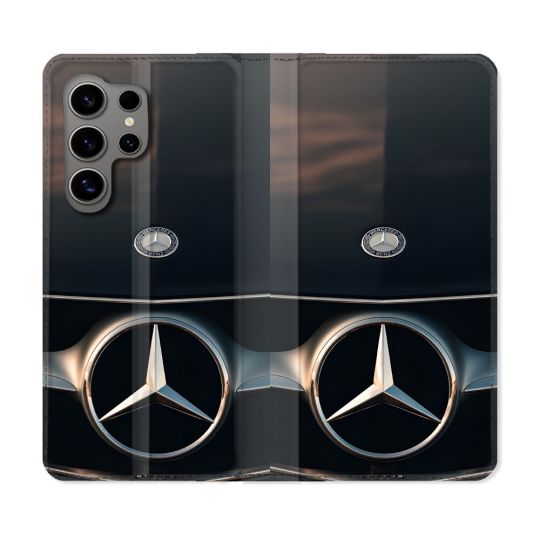 Housse Cuir Portefeuille Pour Samsung Galaxy S24 Ultra Mercedes Calendre