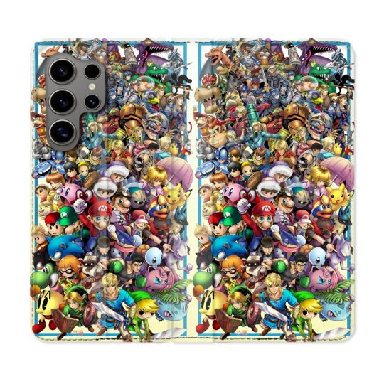 Housse Cuir Portefeuille Pour Samsung Galaxy S24 Ultra Nintendo