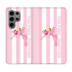 Housse Cuir Portefeuille Pour Samsung Galaxy S24 Ultra Panthere Rose