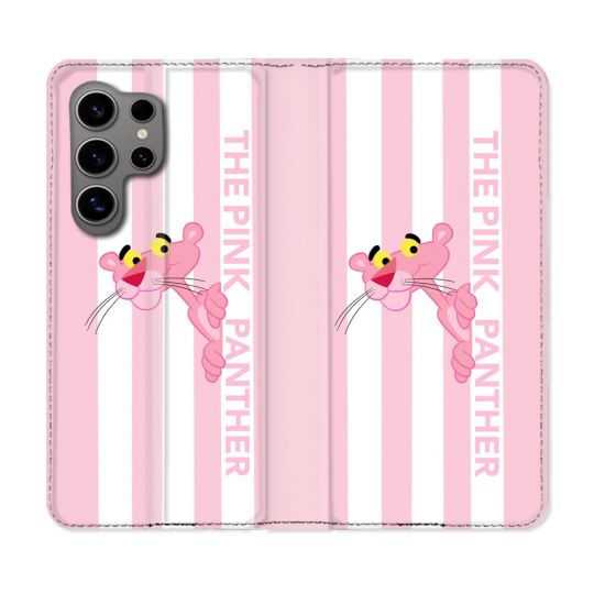 Housse Cuir Portefeuille Pour Samsung Galaxy S24 Ultra Panthere Rose