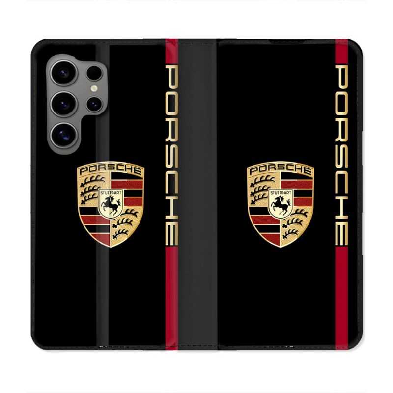 Housse Cuir Portefeuille Pour Samsung Galaxy S24 Ultra Porsche Line