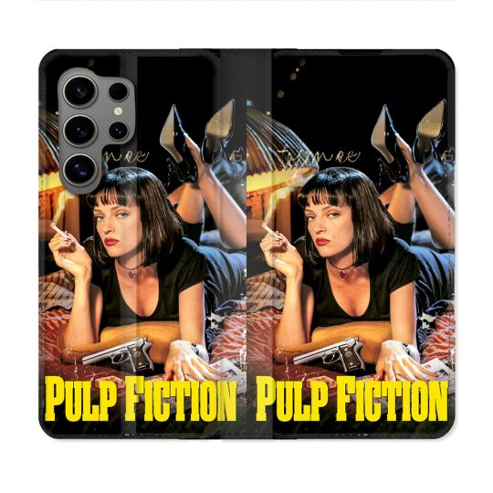 Housse Cuir Portefeuille Pour Samsung Galaxy S24 Ultra Pulp Fiction Affiche