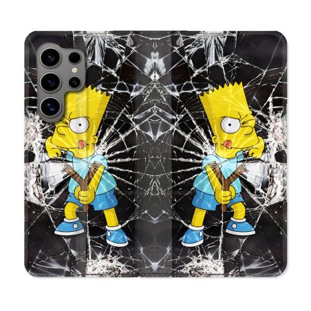 Housse Cuir Portefeuille Pour Samsung Galaxy S24 Ultra Simpson Bart