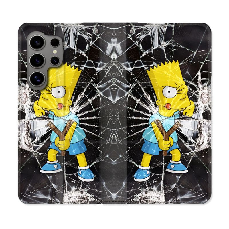 Housse Cuir Portefeuille Pour Samsung Galaxy S24 Ultra Simpson Bart
