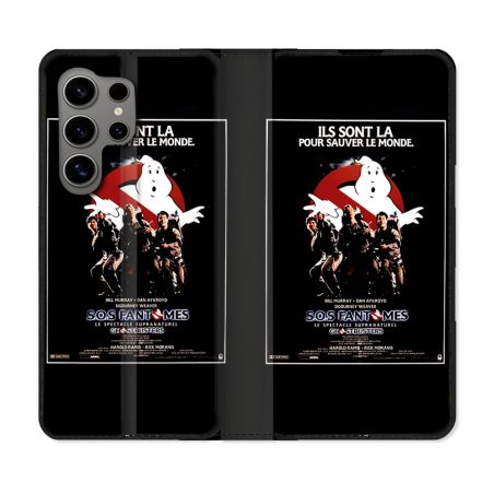 Housse Cuir Portefeuille Pour Samsung Galaxy S24 Ultra SOS Fantome Affiche