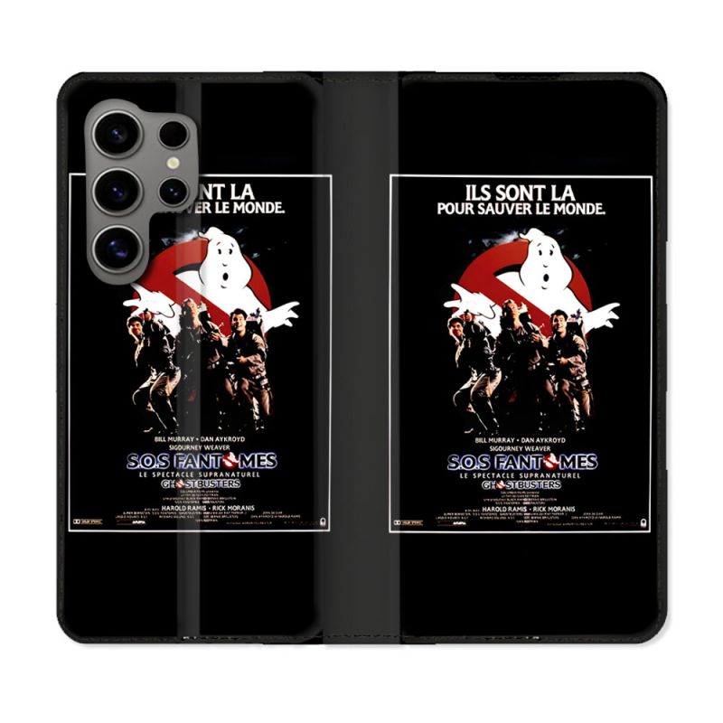 Housse Cuir Portefeuille Pour Samsung Galaxy S24 Ultra SOS Fantome Affiche