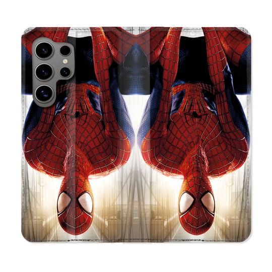 Housse Cuir Portefeuille Pour Samsung Galaxy S24 Ultra Spiderman Invers