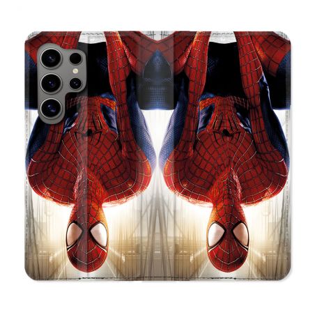 Housse Cuir Portefeuille Pour Samsung Galaxy S24 Ultra Spiderman Invers