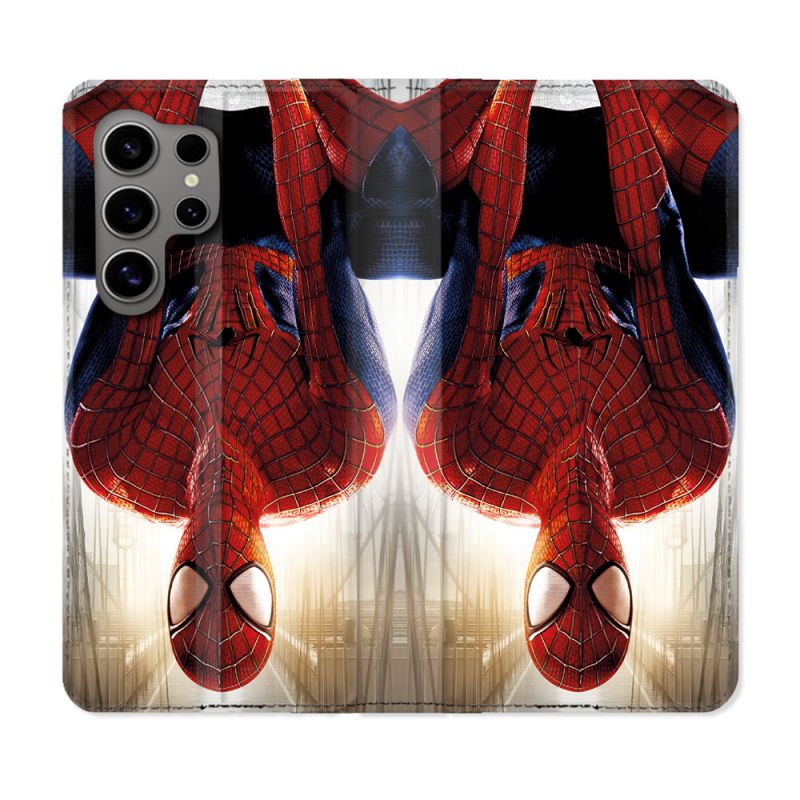 Housse Cuir Portefeuille Pour Samsung Galaxy S24 Ultra Spiderman Invers